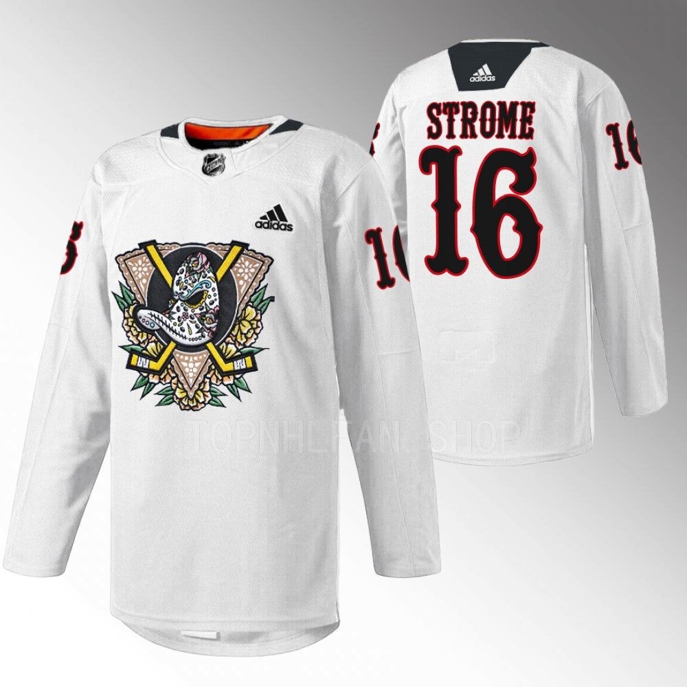 Ducks Ryan Strome 2022 Dia de Muertos Night White Warmup Jersey