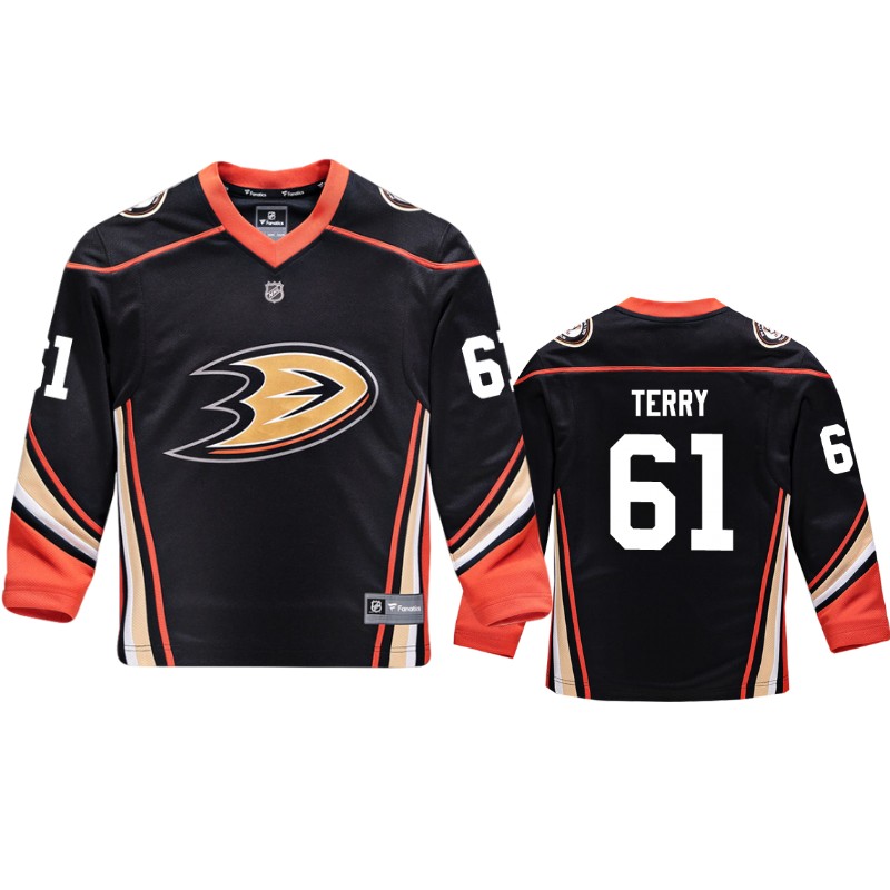 Ducks Troy Terry Black Replica Player Home Jersey