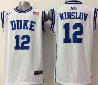 Duke Blue Devils #12 Justise Winslow White Basketball Stitched NCAA Jersey
