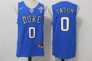 Duke Blue Devils 0 Jayson Tatum Blue College Basketball Jersey