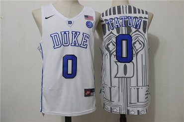 Duke Blue Devils 0 Jayson Tatum White College Basketball Jersey