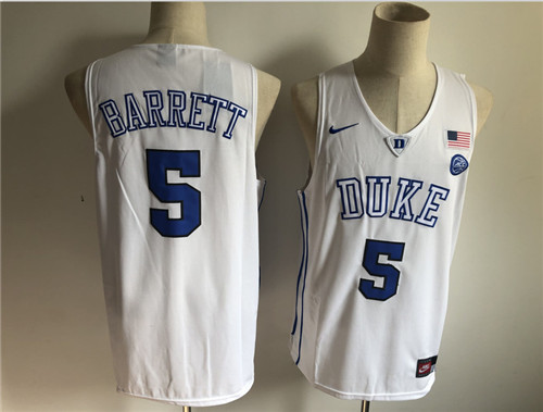 Duke Blue Devils 5 RJ Barrett White Nike College Basketball Jersey