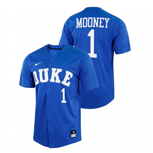 Duke Blue Devils Alex Mooney Men Royal College Baseball Replica Jersey