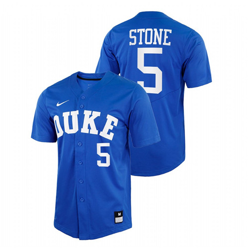 Duke Blue Devils Alex Stone Men Royal College Baseball Replica Jersey