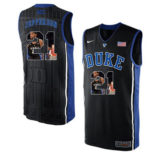 Duke Blue Devils Black Amile Jefferson NCAA College Basketball Player Portrait Fashion Jersey