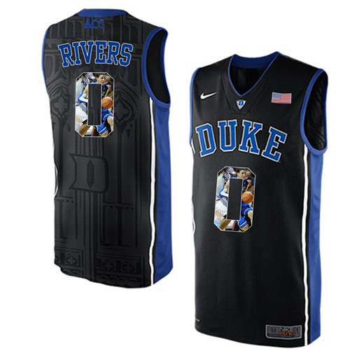 Duke Blue Devils Black Austin Rivers NCAA College Basketball Player Portrait Fashion Jersey