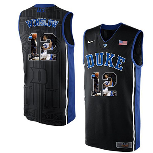 Duke Blue Devils Black Justise Winslow NCAA College Basketball Player Portrait Fashion Jersey