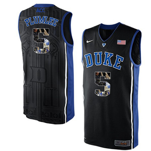 Duke Blue Devils Black Mason Plumlee NCAA College Basketball Player Portrait Fashion Jersey
