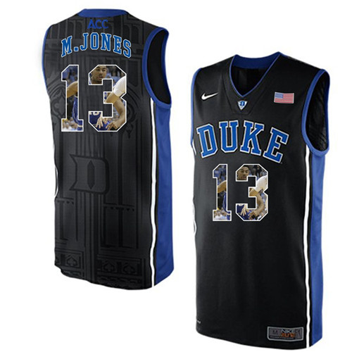 Duke Blue Devils Black Matt Jones NCAA College Basketball Player Portrait Fashion Jersey