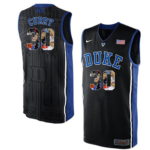 Duke Blue Devils Black Seth Curry NCAA College Basketball Player Portrait Fashion Jersey