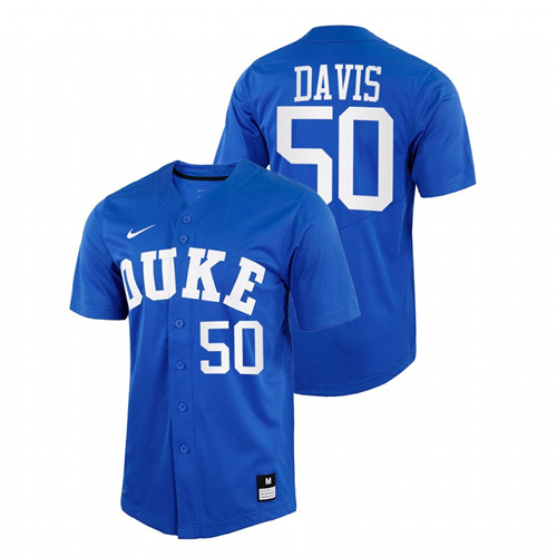 Duke Blue Devils Chris Davis Men Royal College Baseball Replica Jersey
