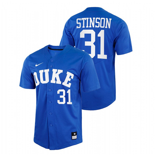 Duke Blue Devils Cooper Stinson Men Royal College Baseball Replica Jersey