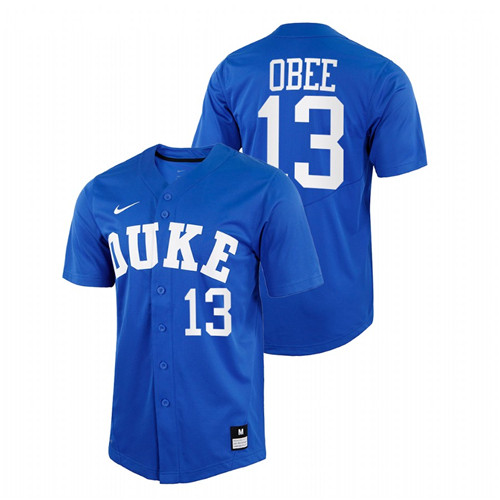 Duke Blue Devils Devin Obee Men Royal College Baseball Replica Jersey