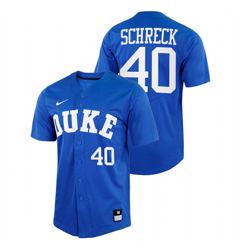Duke Blue Devils RJ Schreck Men Royal College Baseball Replica Jersey