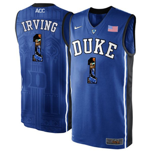 Duke Blue Devils Royal Blue Kyrie Irving NCAA College Basketball Player Portrait Fashion Jersey
