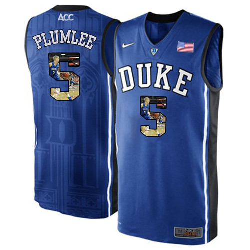 Duke Blue Devils Royal Blue Mason Plumlee NCAA College Basketball Player Portrait Fashion Jersey