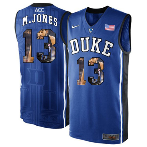 Duke Blue Devils Royal Blue Matt Jones NCAA College Basketball Player Portrait Fashion Jersey