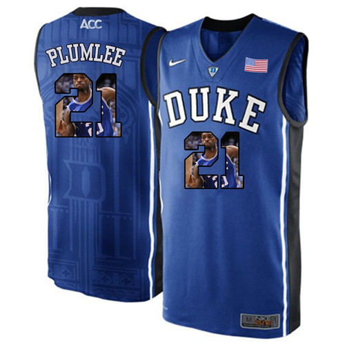 Duke Blue Devils Royal Blue Miles Plumlee NCAA College Basketball Player Portrait Fashion Jersey