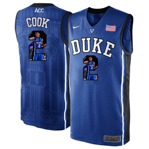 Duke Blue Devils Royal Blue Quinn Cook NCAA College Basketball Player Portrait Fashion Jersey