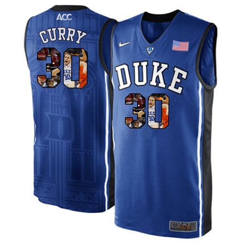 Duke Blue Devils Royal Blue Seth Curry NCAA College Basketball Player Portrait Fashion Jersey