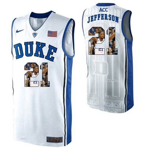 Duke Blue Devils White Amile Jefferson NCAA College Basketball Player Portrait Fashion Jersey