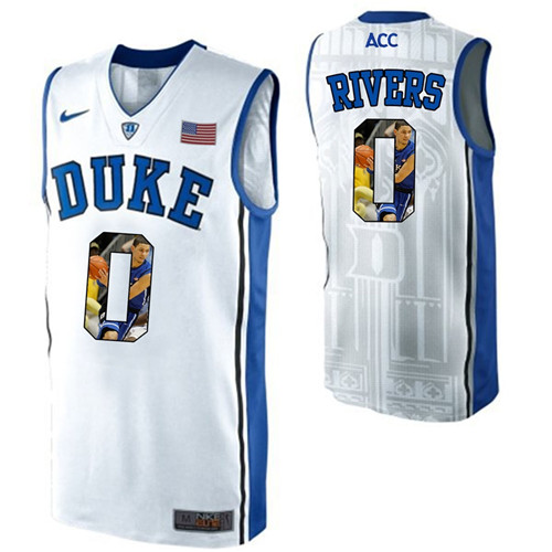 Duke Blue Devils White Austin Rivers NCAA College Basketball Player Portrait Fashion Jersey