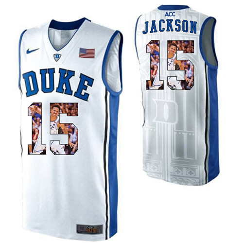 Duke Blue Devils White Frank Jackson NCAA College Basketball Player Portrait Fashion Jersey