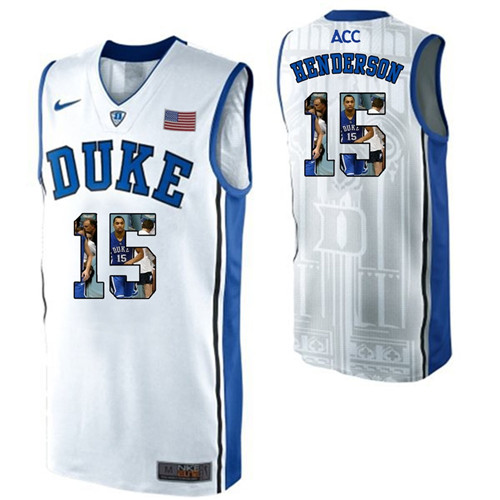 Duke Blue Devils White Gerald Henderson NCAA College Basketball Player Portrait Fashion Jersey