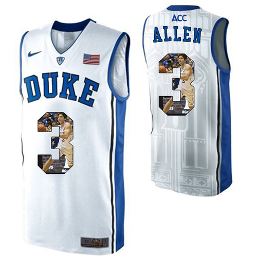 Duke Blue Devils White Grayson Allen NCAA College Basketball Player Portrait Fashion Jersey