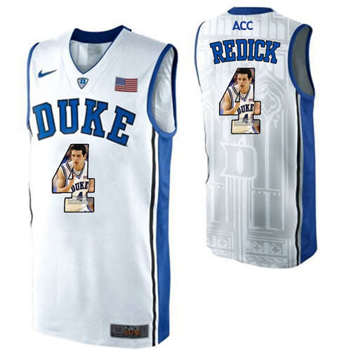 Duke Blue Devils White JJ Redick NCAA College Basketball Player Portrait Fashion Jersey
