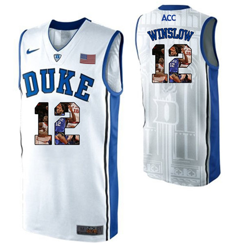 Duke Blue Devils White Justise Winslow NCAA College Basketball Player Portrait Fashion Jersey