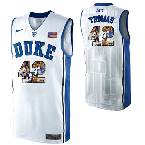 Duke Blue Devils White Lance Thomas NCAA College Basketball Player Portrait Fashion Jersey