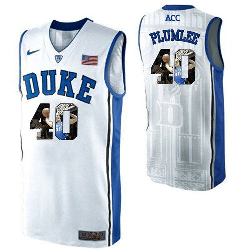 Duke Blue Devils White Marshall Plumlee NCAA College Basketball Player Portrait Fashion Jersey