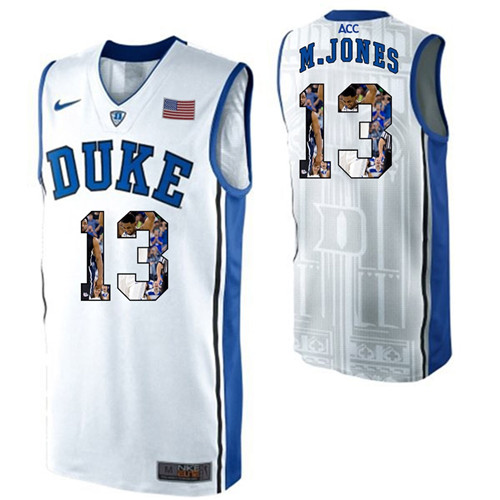 Duke Blue Devils White Matt Jones NCAA College Basketball Player Portrait Fashion Jersey