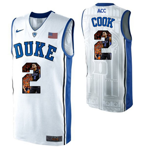 Duke Blue Devils White Quinn Cook NCAA College Basketball Player Portrait Fashion Jersey