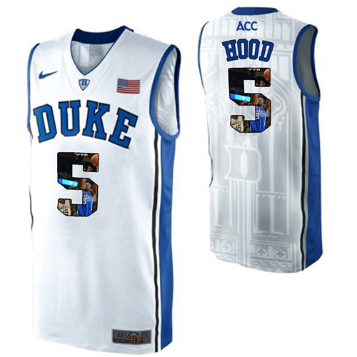 Duke Blue Devils White Rodney Hood NCAA College Basketball Player Portrait Fashion Jersey