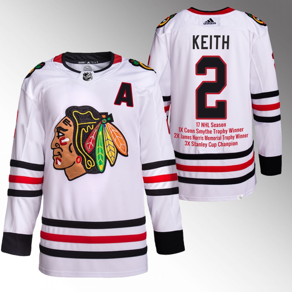 Duncan Keith Retirement Blackhawks #2 White Jersey Career Awards