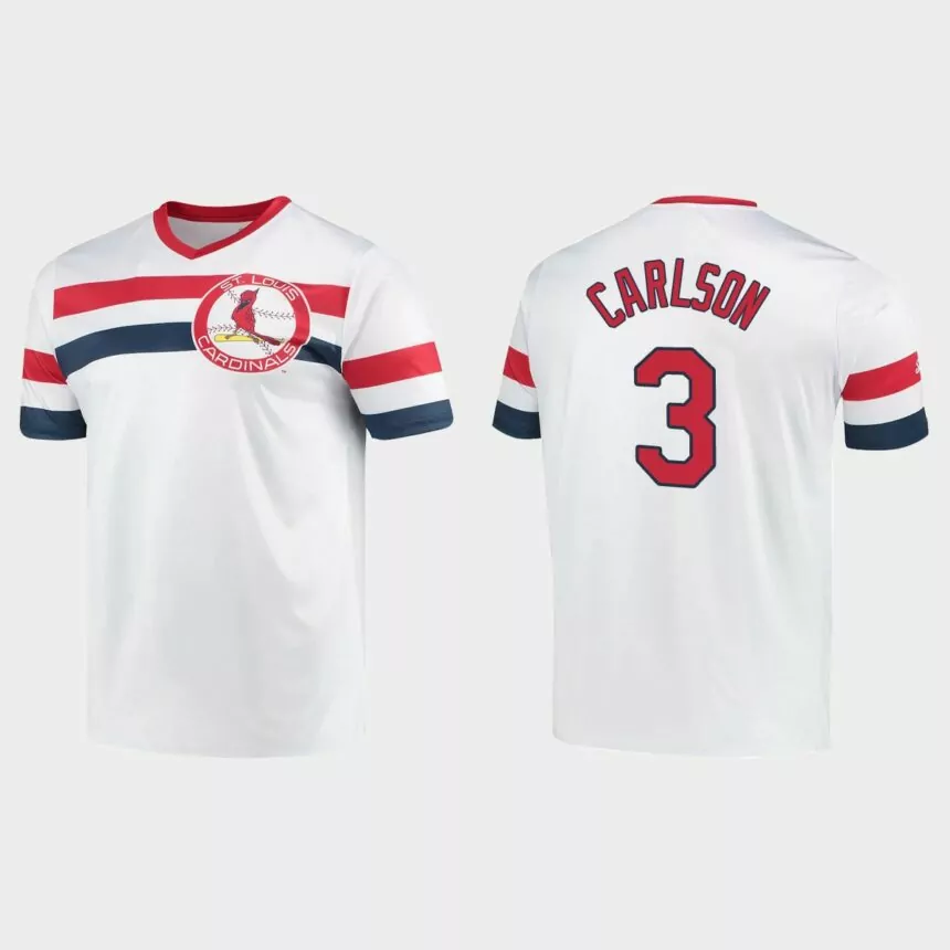 Dylan Carlson St. Louis Cardinals Cooperstown Collection V-Neck Jersey – White