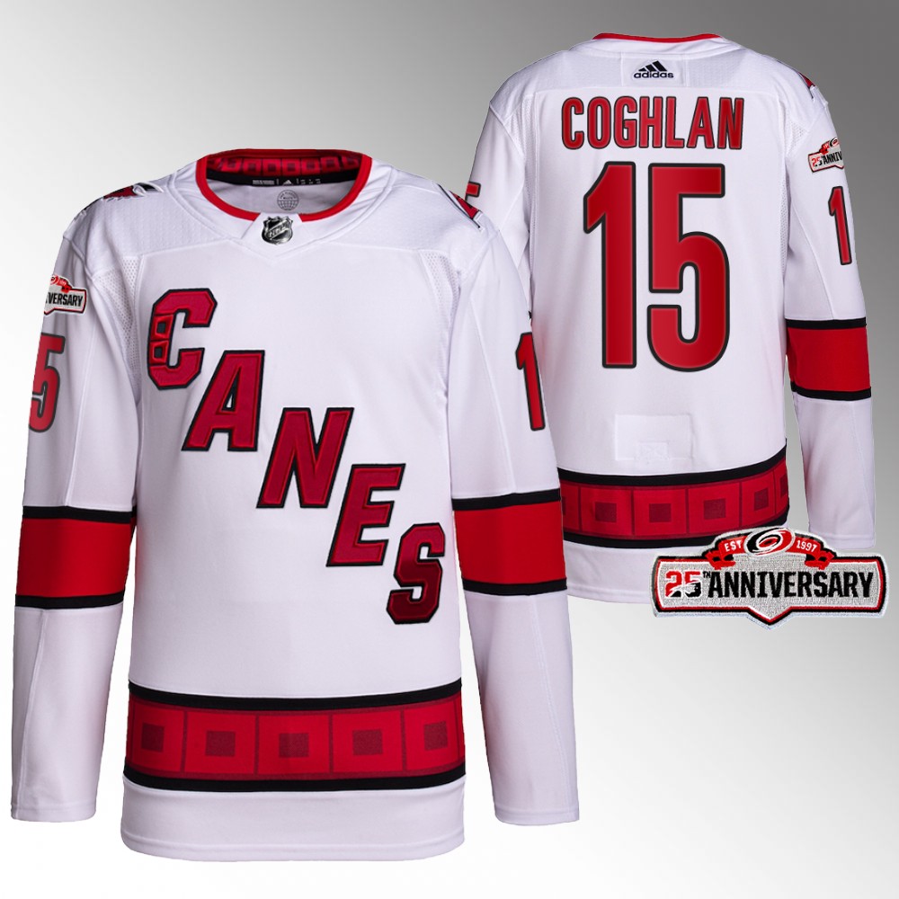 Dylan Coghlan 2022-23 Carolina Hurricanes White Authentic Away 25th Anniversary Jersey