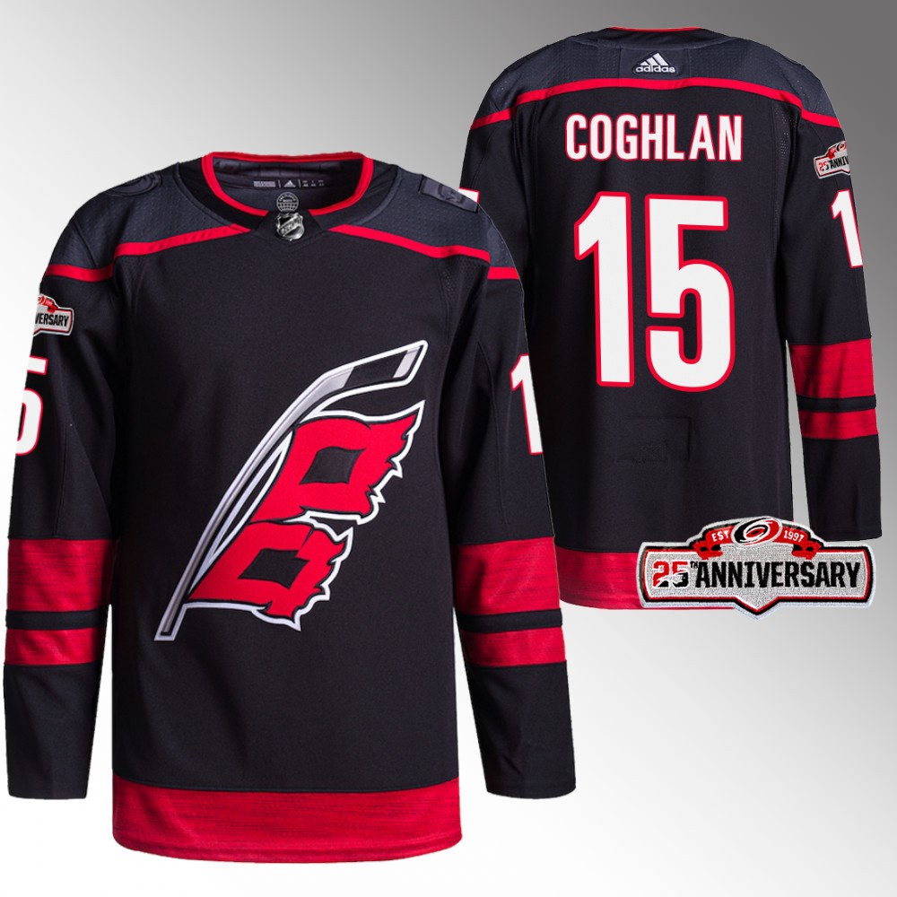 Dylan Coghlan Carolina Hurricanes 25th Anniversary Black 2022-23 Authentic Home Jersey