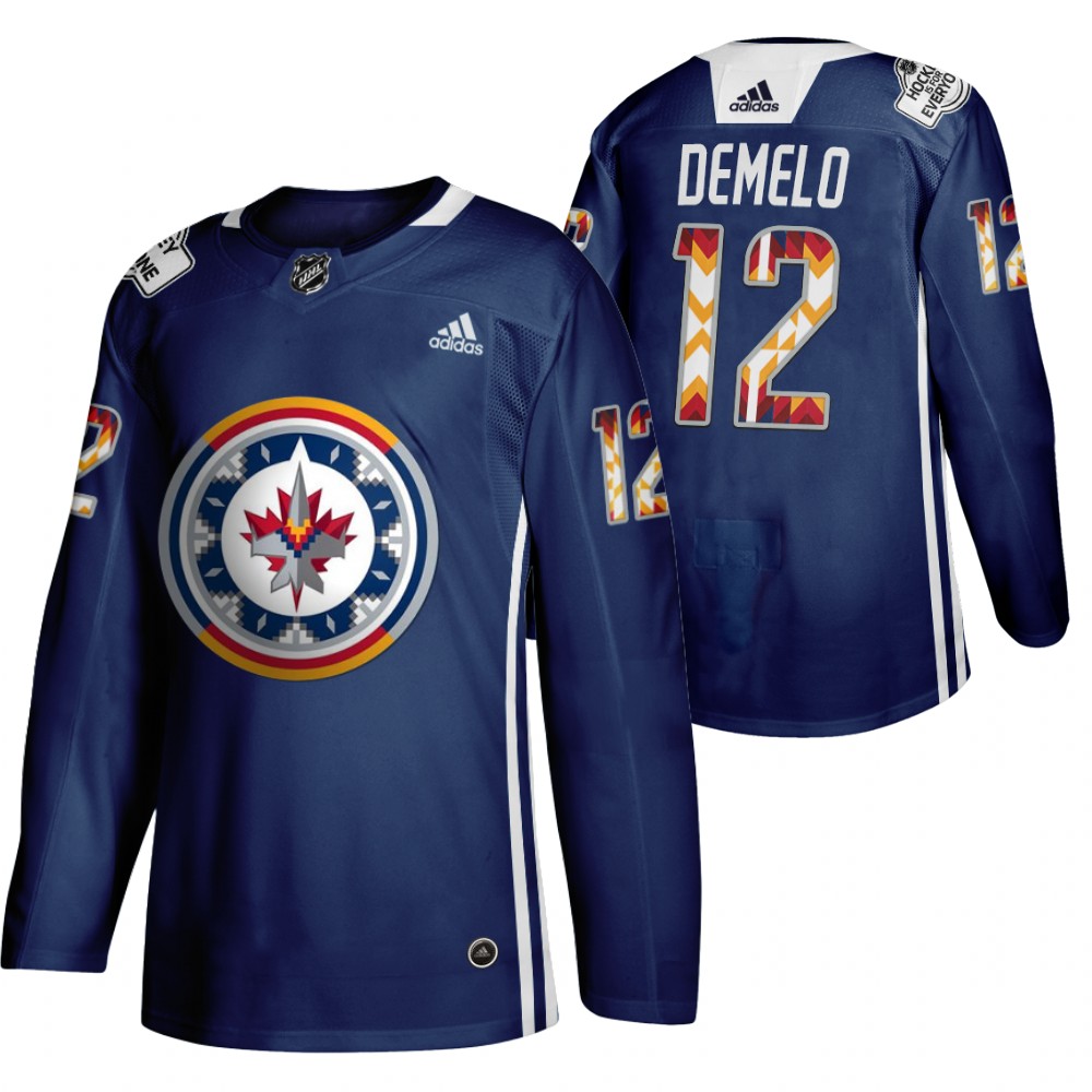 Dylan Demelo Jets 2020 WASAC Night Indigenous Heritage Navy Jersey
