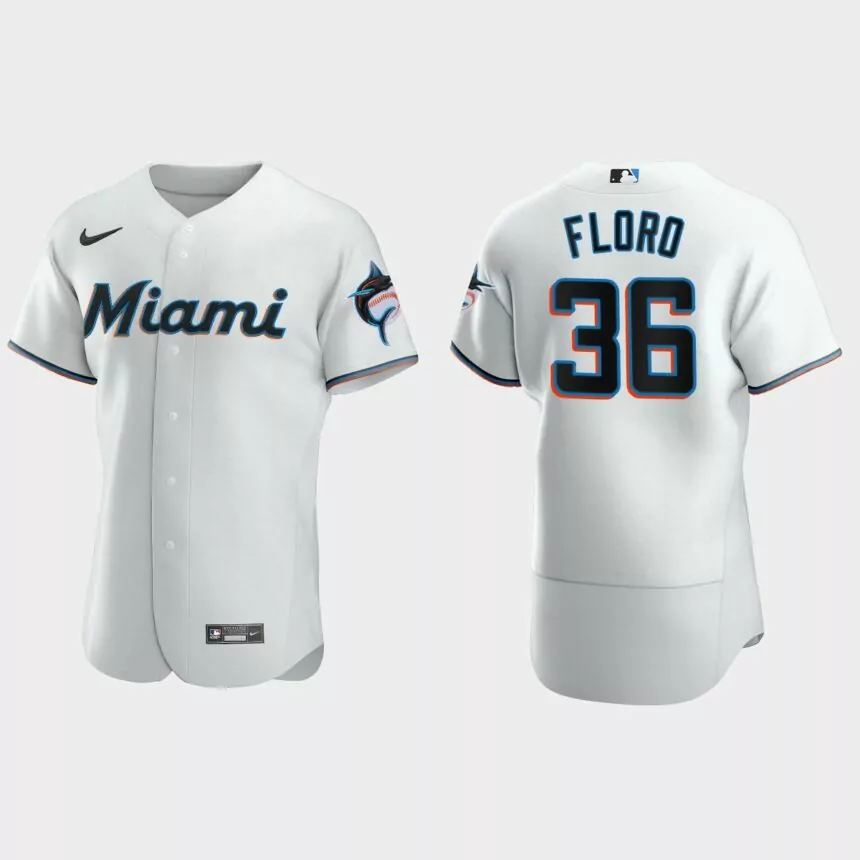 Dylan Floro #36 Miami Marlins Authentic Home Jersey – White