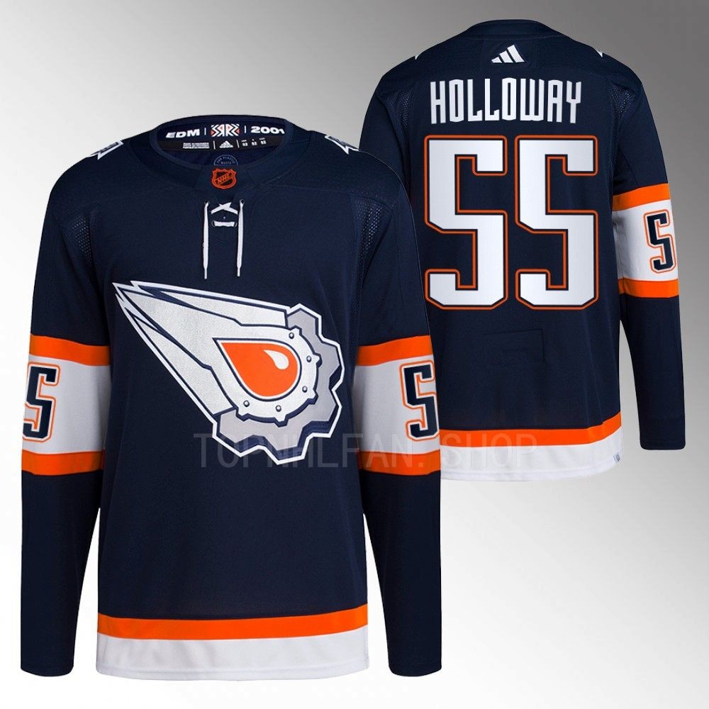 Dylan Holloway 2022 Edmonton Oilers Navy Reverse Retro 2.0 Authentic Primegreen Jersey