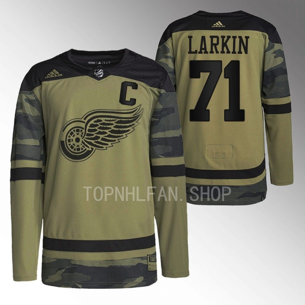 Dylan Larkin 2022 Detroit Red Wings Camo Veterans Day Warmup Jersey