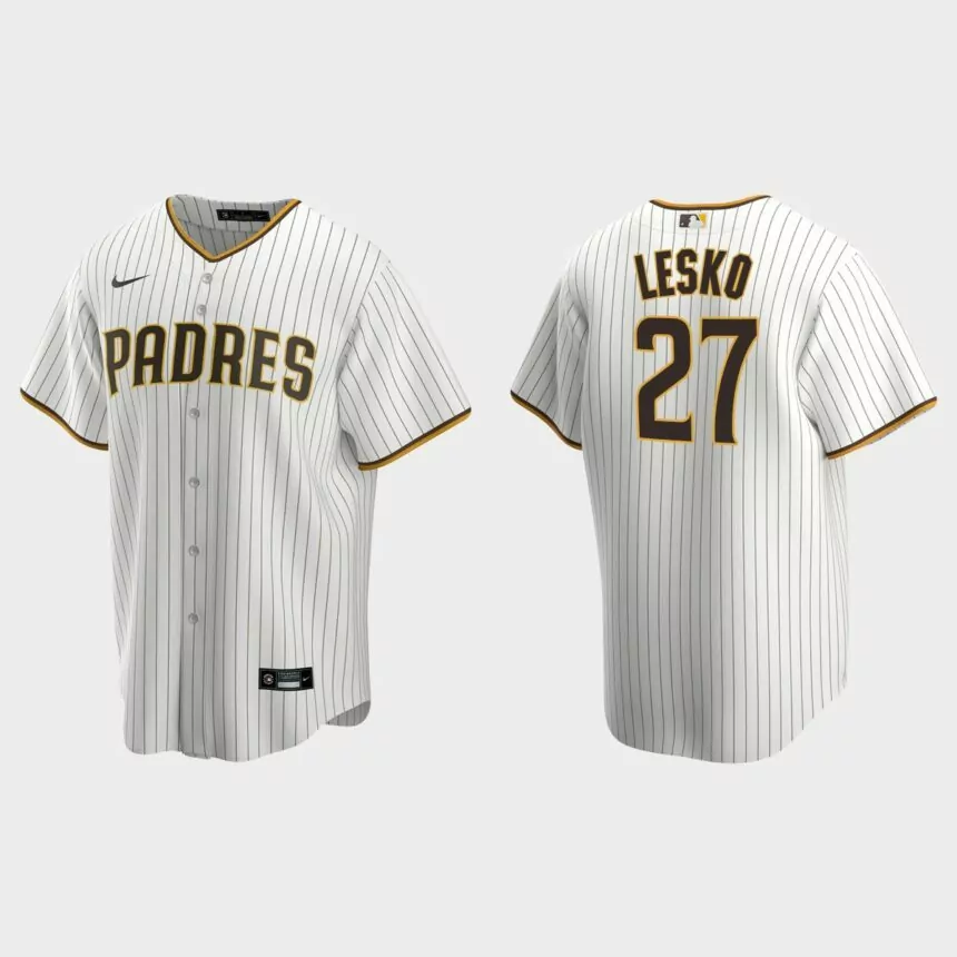 Dylan Lesko San Diego Padres 2022 MLB Draft Home Replica Jersey – White Brown