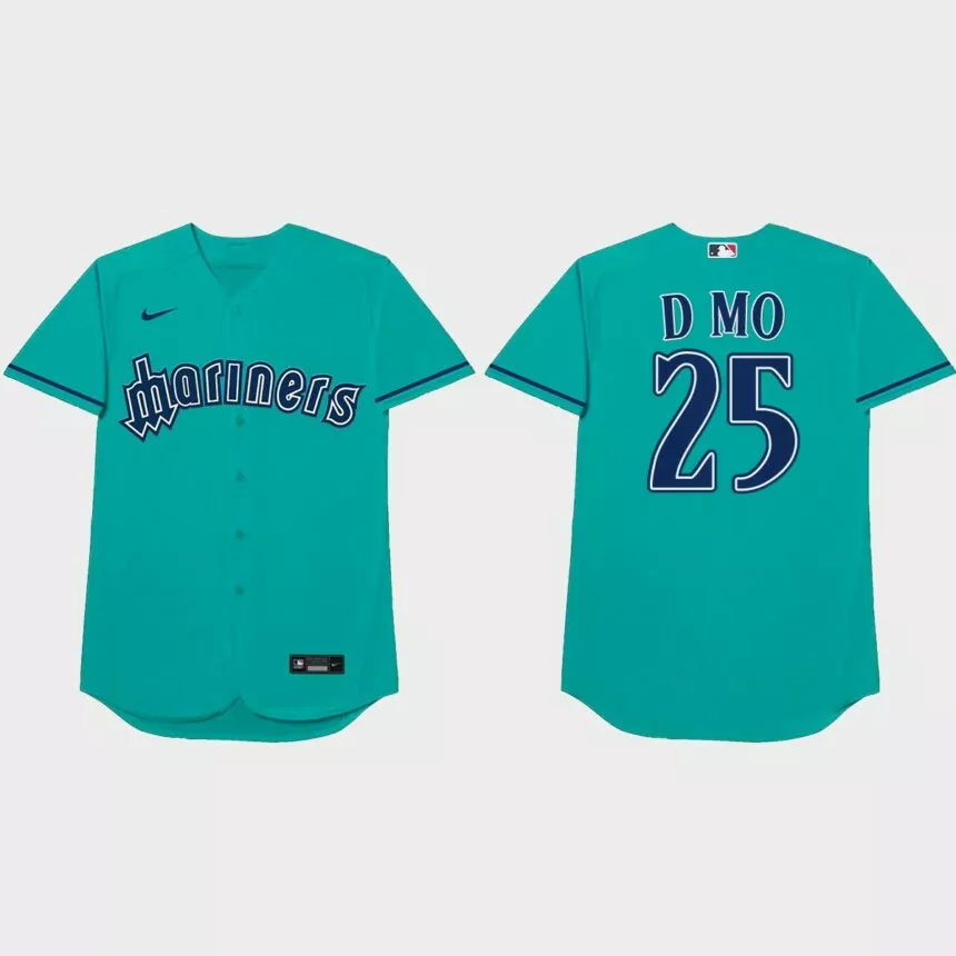 Dylan Moore Nickname Mariners 2021 Players’ Weekend D Mo Jersey – Aqua