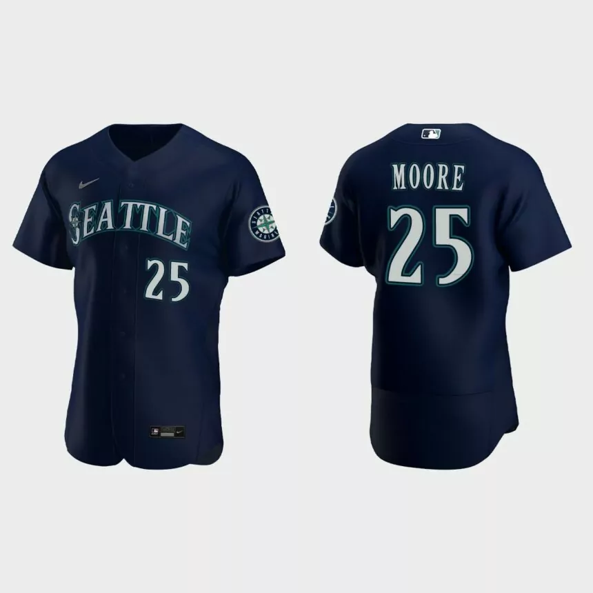 Dylan Moore Seattle Mariners Authentic Jersey – Navy