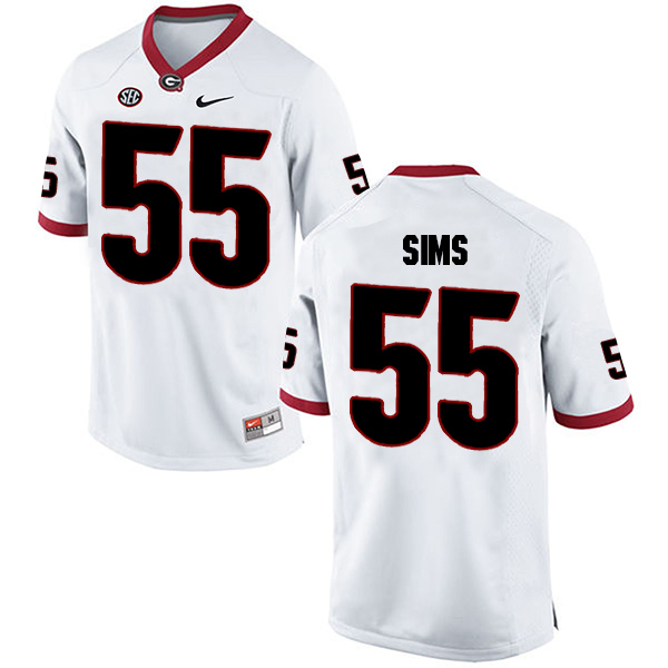 Dyshon Sims Georgia Bulldogs Men's Jersey - #55 NCAA White Limited Away