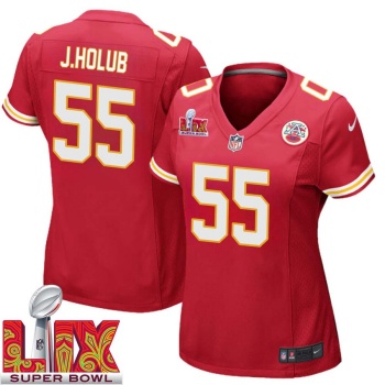 E. J. Holub No 55 Woman Super Bowl LIX Kansas City Chiefs Home Game 2025 Jersey- Replica