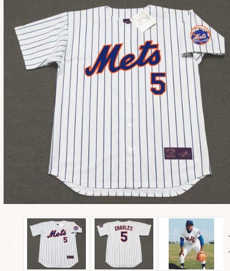ED CHARLES New York Mets 1969 Home Majestic Baseball Throwback Jersey